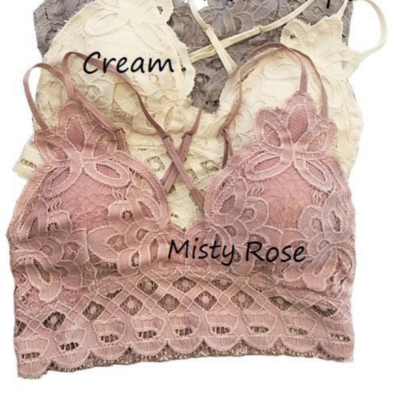 Misty Rose Scalloped Boho lace bralette - Picture 1 of 6